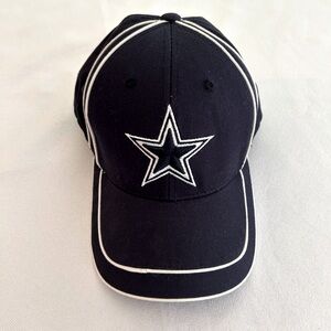 NFL Cowboys Blue Logo Hat White Embroidered Star Detail Adjustable Back Unisex